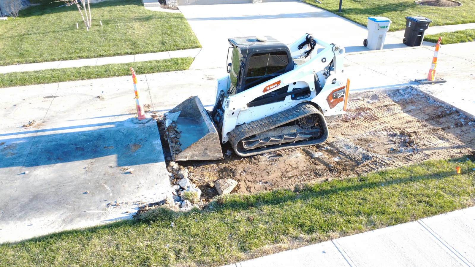 Finished concrete slab and grounds